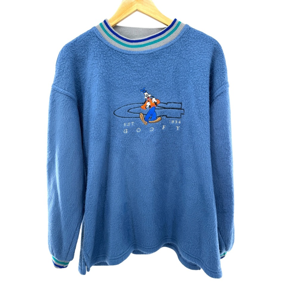 Vintage Disney Goofy‎ Fleece Sweatshirt Blue Pullover Maran Collection L 90s